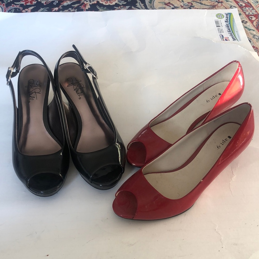 2 pairs of women summer open toe dress shoes